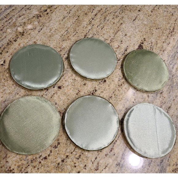 Vintage Velvet Orange Green Leaf Stitching Coasters Set of 6 Fall Autumn Holiday - Picture 2 of 10